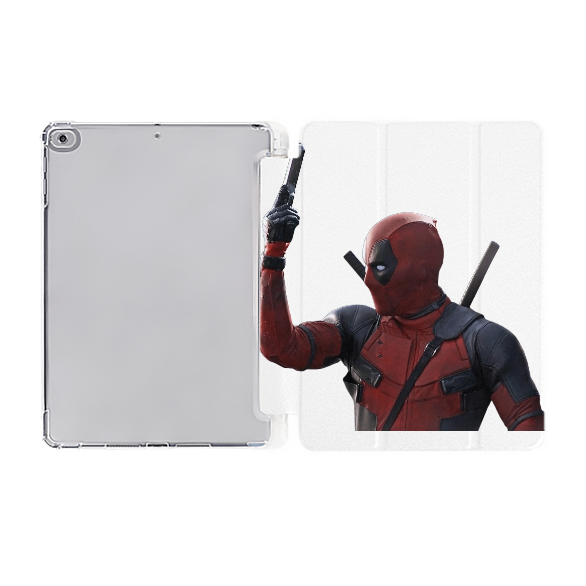 （画像用） Deadpool デッドプール IPad ケース ペン収納付き 三つ折りスタンド PUレザー×シリコン 対応機種9.5/10.5/10.9インチ
